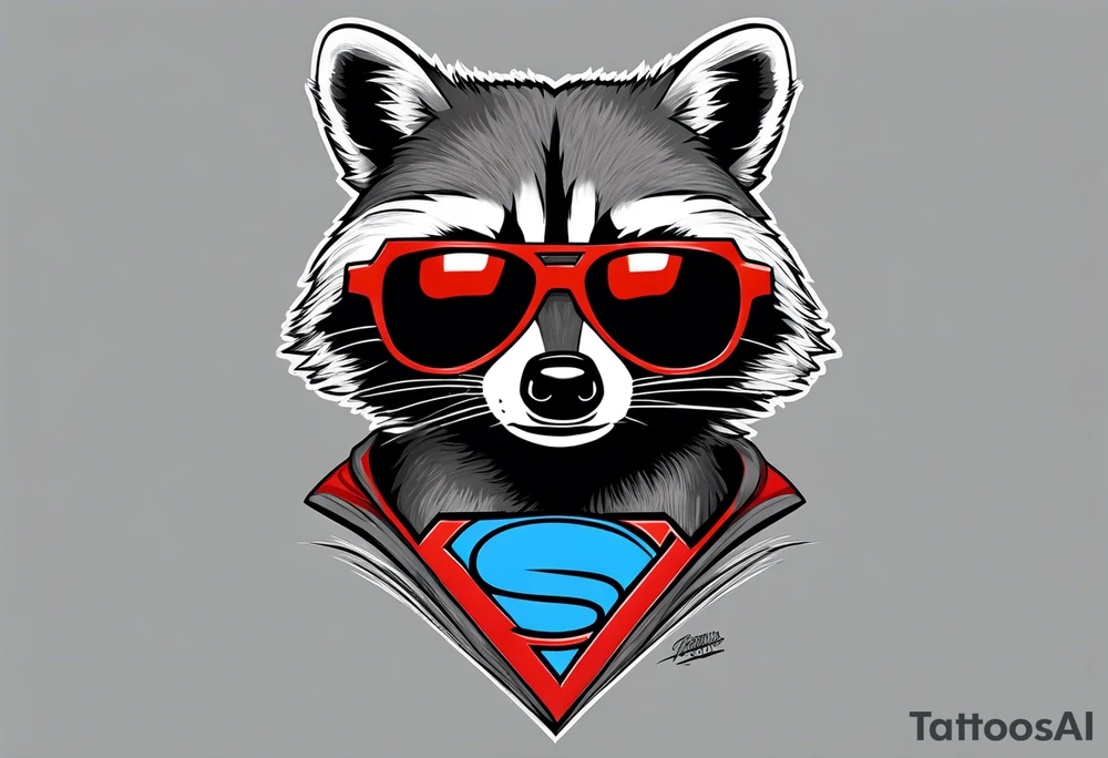 raccoon wearing a Superman t-shirt tattoo idea