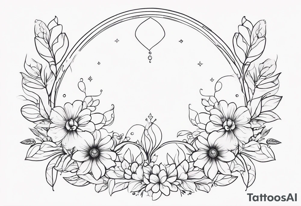 fine line whimsical floral design mirrored tattoo idea