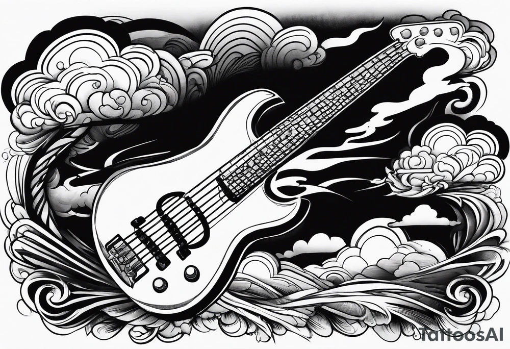cloud, bassguitar, tattoo idea