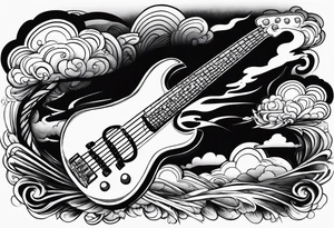 cloud, bassguitar, tattoo idea
