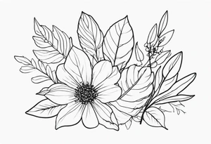 Leaves and wild flowers tattoo idea