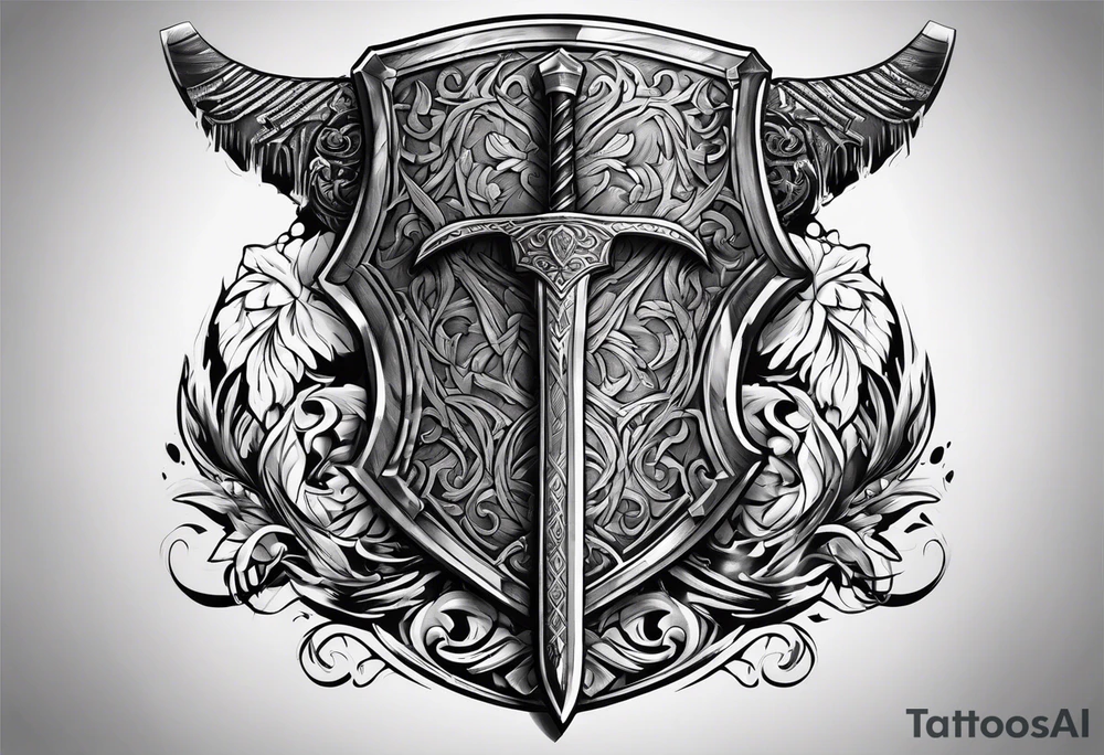 Valhalla sword shield  axe tattoo idea