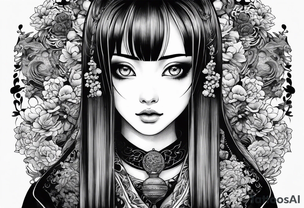 Tomie junji ito manga style tattoo idea