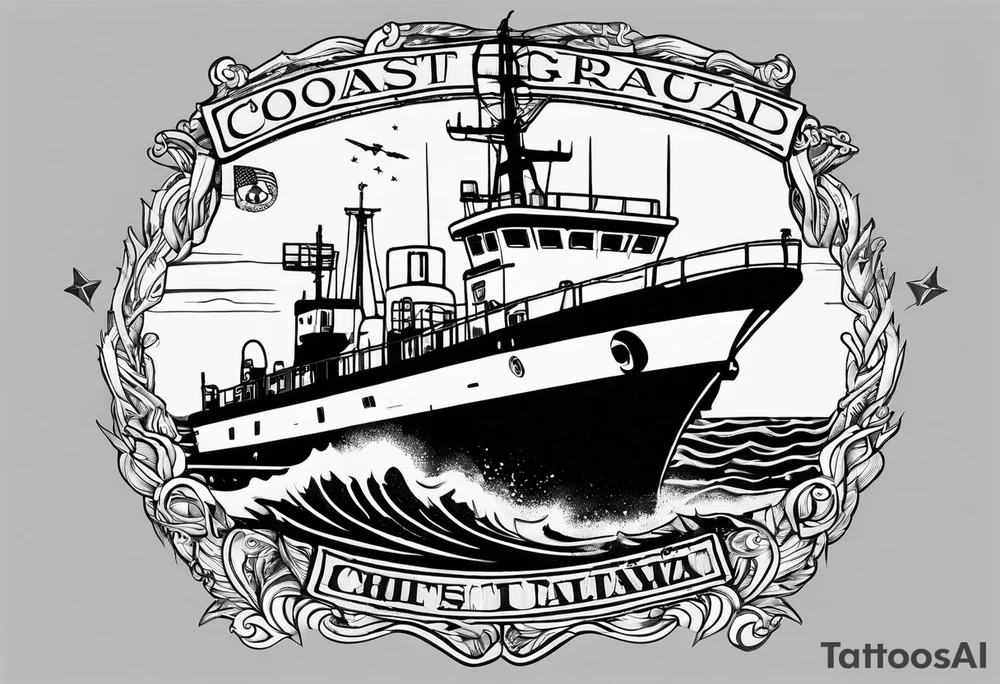 Coast Guard rescue near alcatraz with radio waves tattoo idea