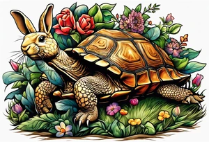 The tortoise and the hare road race tattoo idea