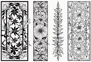 vertical and tall flower vine with shapes tattoo idea