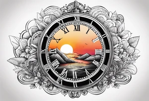 time element in sunset for man simple design tattoo idea