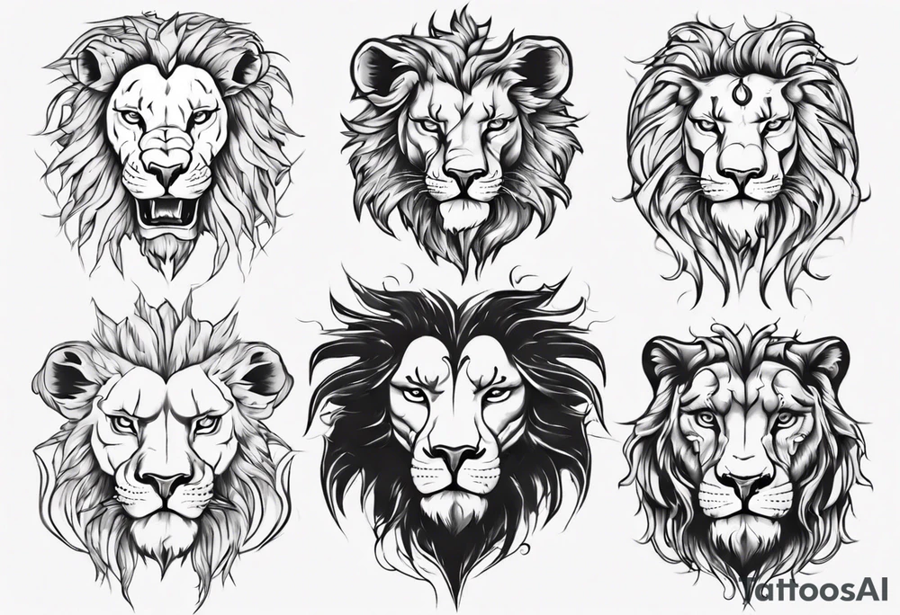 half lion face half human tattoo idea