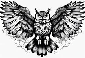 Owl in flight for left of chest, from an angle looking down tattoo idea