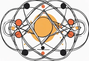 armband tattoo, masculine, narrow, horizontal with quantum bound atoms pattern tattoo idea
