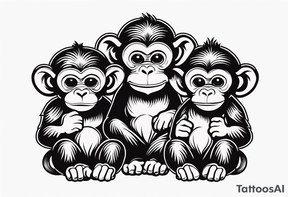 3 wise monkeys+hear no evil see no evil tell no evil+vertical tattoo idea