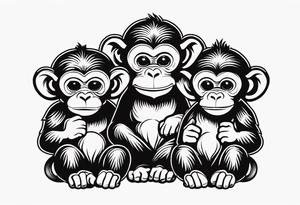 3 wise monkeys+hear no evil see no evil tell no evil+vertical tattoo idea