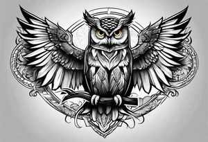 owl hunting snake tattoo idea