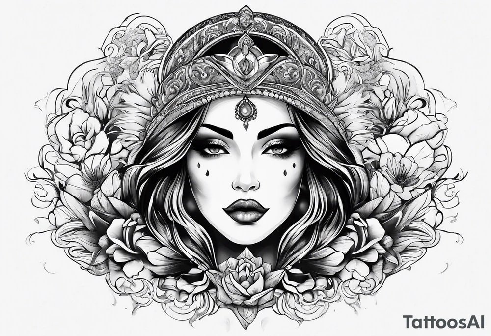 Resurrection Beautiful woman from death to inner peace and self-love tattoo idea