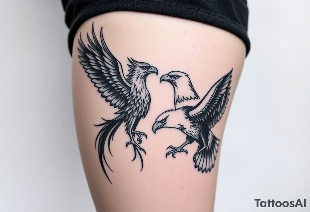 phoenix and eagle tattoo idea