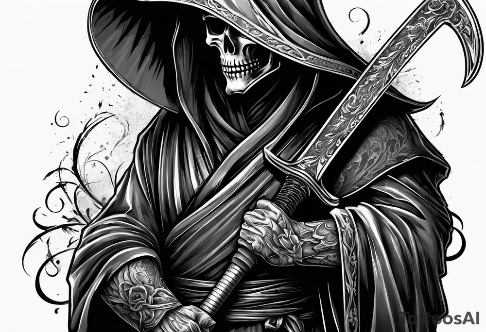 grim reaper with katana tattoo idea