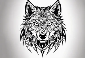 Angry tribal wolf head tattoo idea