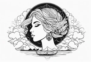 Inez with clouds in background tattoo idea