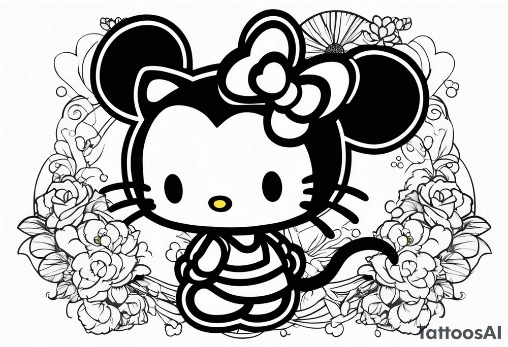 hello kitty with mickey mouse tattoo idea