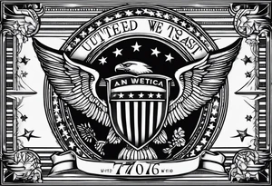 America 1776 united we stand in God we trust tattoo idea