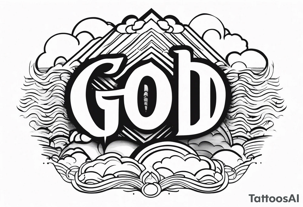 God, in a biblical text. Clouds behind it tattoo idea