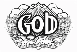 God, in a biblical text. Clouds behind it tattoo idea