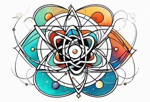 quantum atom with spiritual elements tattoo idea