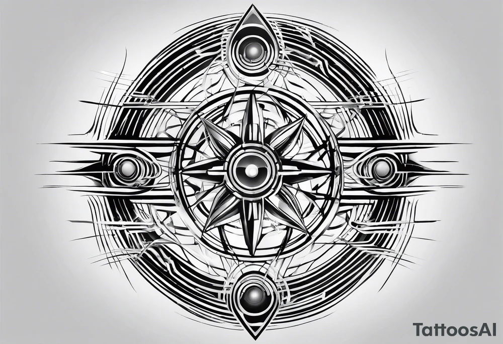 Design a captivating tattoo featuring luminous light speed trails. The trail should convey the sensation of incredible speed, curving gracefully across the skin. Feel free to incorporate futuristic circuitry lines intersecting with the trail, symbolizing the convergence of science and velocity tattoo idea