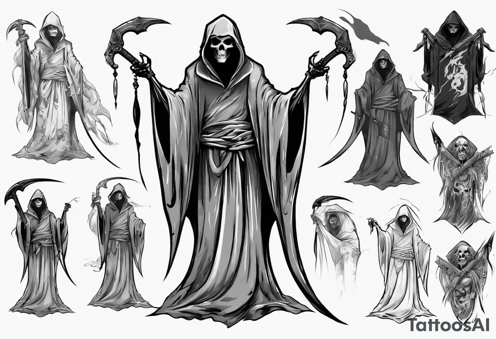 asian grim reaper cloak tattoo idea