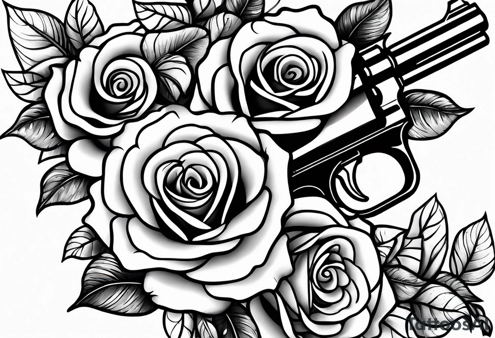 Roses and guns tattoo idea