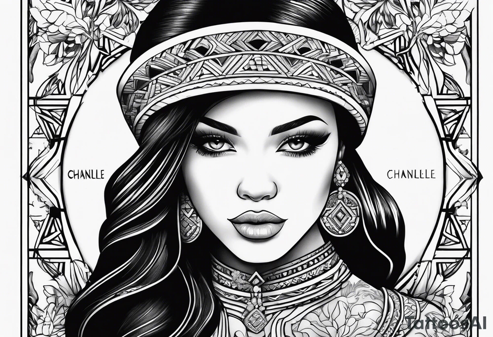 Bambie theam with the name chanelle in the middle tattoo idea