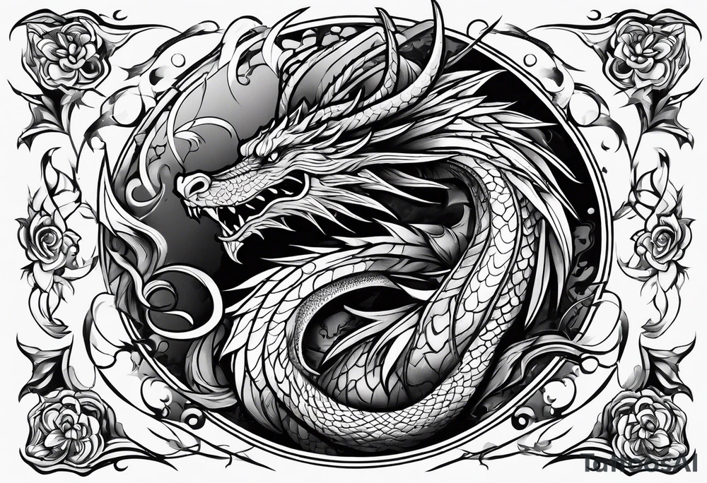 Old school dragon going up tattoo idea