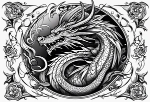 Old school dragon going up tattoo idea