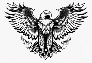 realistic eagle full body  sit face front closed wings tattoo idea