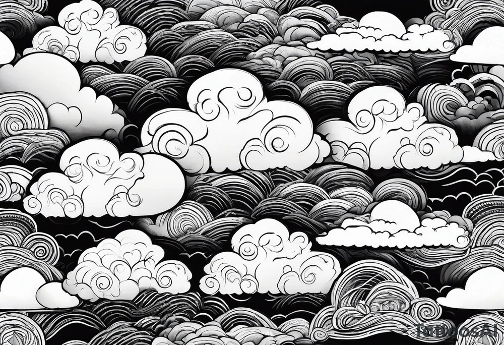 clouds repeating pattern tattoo idea