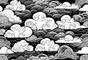 clouds repeating pattern tattoo idea