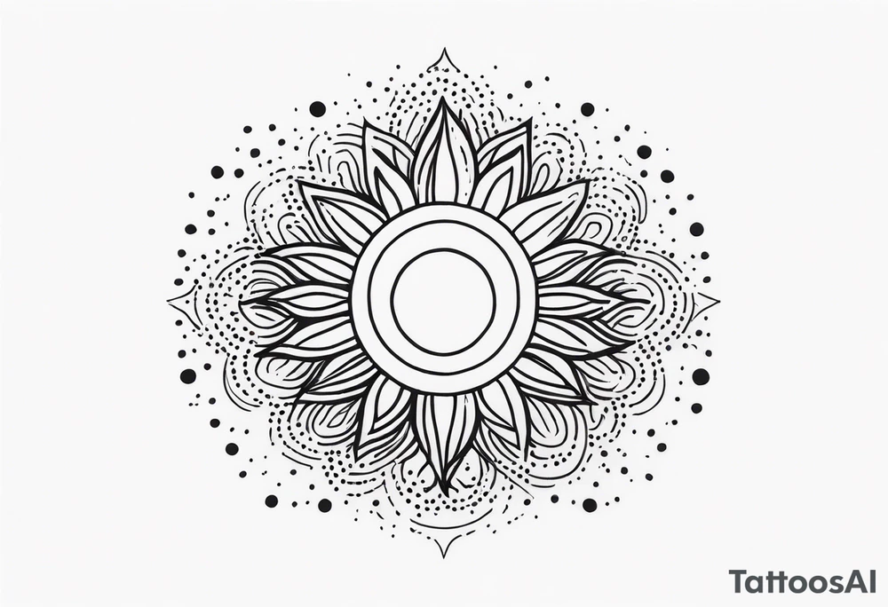 simple sun made of black dots and circles tattoo idea