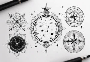 A múltiple constellation small, girly, discrete tattoo combining 3 constellations cáncer, virgo, and scorpio tattoo idea