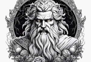 Zeus holding Lightning balls with Lightning eyes asserting dominance tattoo idea
