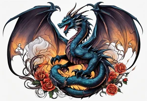 Dragon with reaper skull tattoo idea