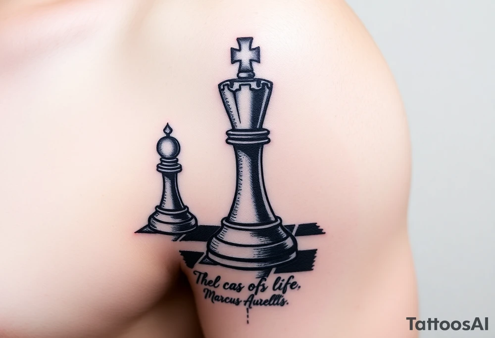 Chess vs life with Marcus Aurelius quote tattoo idea