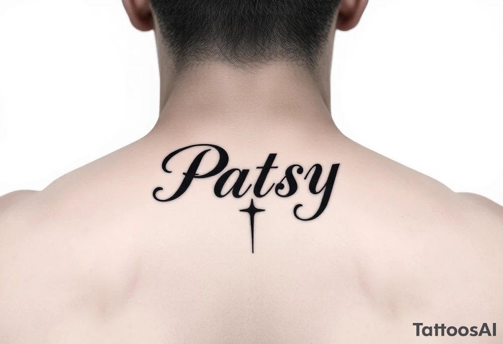 Name patsy under the ear tattoo idea