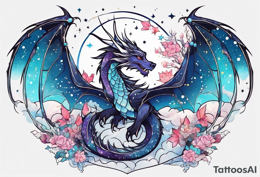 Constellation, wing , snow , cross , dragon japan kawaii tattoo idea