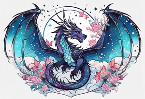 Constellation, wing , snow , cross , dragon japan kawaii tattoo idea