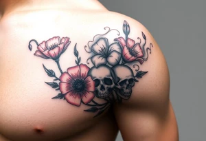 Ryan, Aries, red poppy’s, lilies, skulls, and smoke tattoo idea