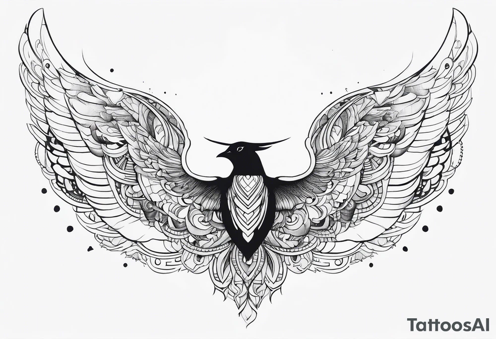 blackwork style with its wings outstretched in flight with nothing in the background tattoo idea
