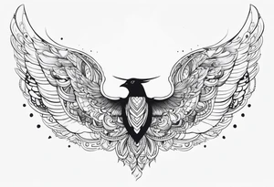 blackwork style with its wings outstretched in flight with nothing in the background tattoo idea