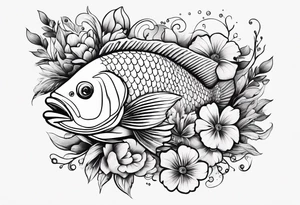 Fish with flowers around it tattoo idea