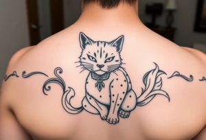 Neko symbolises love, courage, free spirit and prosperity tattoo idea