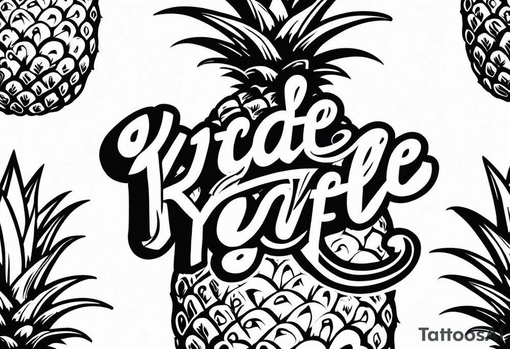 KYDF on the side of a pineapple tattoo idea